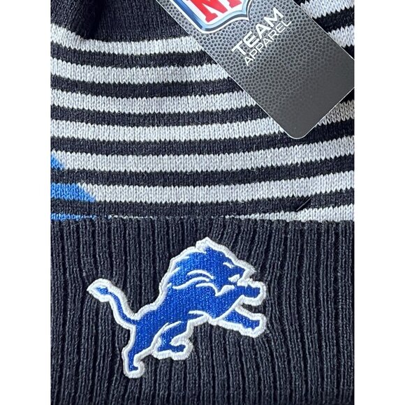 NFL Team Apparel Detroit Lions Knit Beanie Hat Pom & Scarf Set NWT - Picture 3 of 4